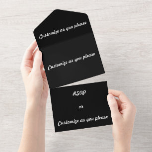 Invitation Tout En Un Mariage CUSTOMIZABLE Noir
