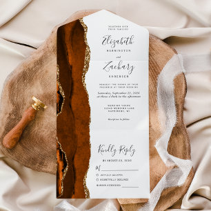 Invitation Tout En Un Mariage d'âge or orange brûlé