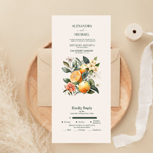 Invitation Tout En Un Mariage d'agrumes rustique aquarelle