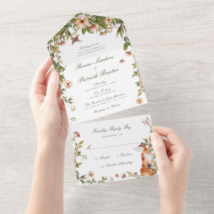 Invitation Tout En Un Mariage dans le jardin forestier de Woodland