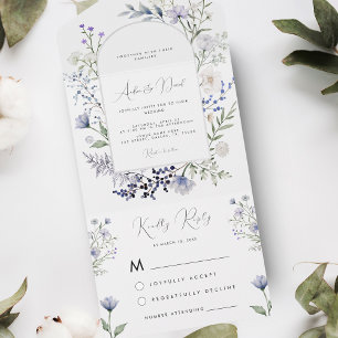 Invitation Tout En Un Mariage d'aquarelle Arch Fleur sauvage