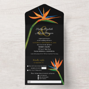 Invitation Tout En Un Mariage d'aquarelle Bird of Paradise