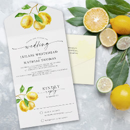 Invitation Tout En Un Mariage d'aquarelle Citrus citron
