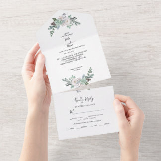 Invitation Tout En Un Mariage d'aquarelle d'hiver