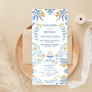 Invitation Tout En Un Mariage d'art populaire fleuri et coloré