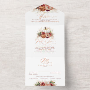 Invitation Tout En Un Mariage de automne Citrouille Terracotta Earthy Fl