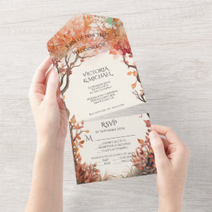 Invitation Tout En Un Mariage de automne des arbres d'automne
