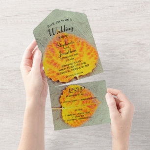 Invitation Tout En Un Mariage de automne Feuilles Automne Tout en une in