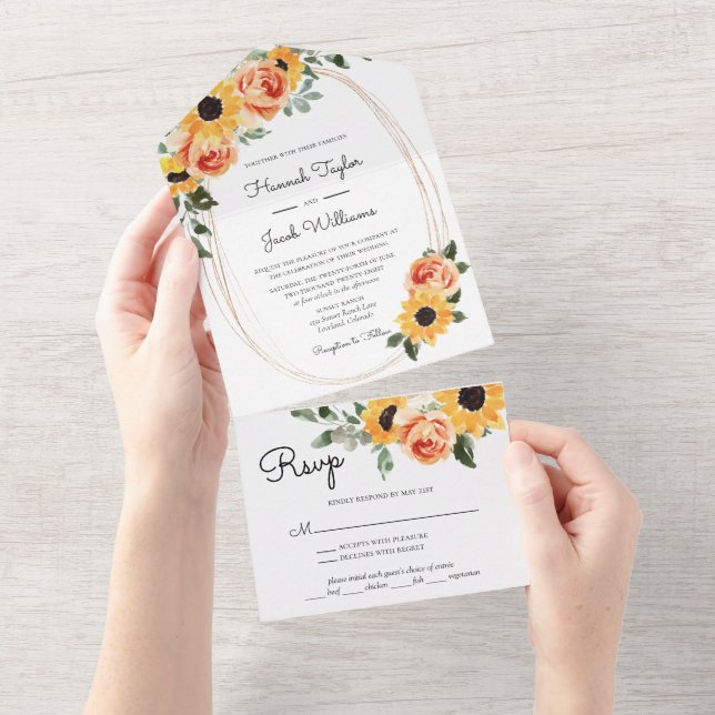Invitation Tout En Un Mariage de automne Rose (Déchirure)