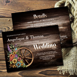 Invitation Tout en un Mariage de bois rustique