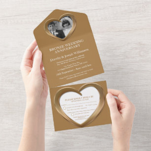 Invitation Tout En Un Mariage de bronze anniversaire 8 ans fête