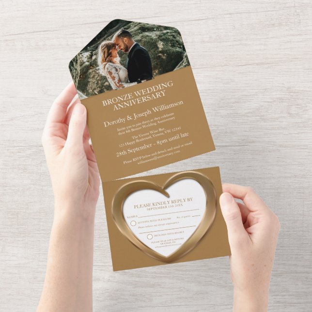 Invitation Tout En Un Mariage de bronze anniversaire 8 ans fête tous (Déchirure)