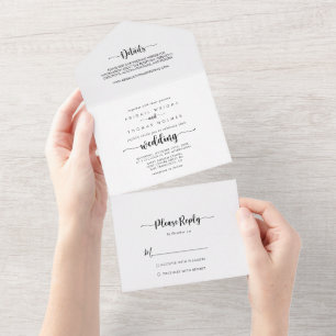 Invitation Tout En Un Mariage de calligraphie minimaliste  