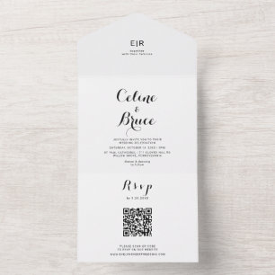 Invitation Tout En Un Mariage de calligraphie moderne