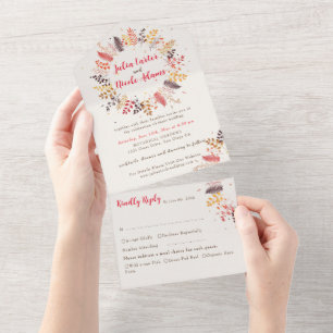Invitation Tout En Un Mariage de champignon de la forêt fleur sauvage