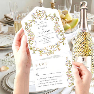 Invitation Tout En Un Mariage de charpente florale de Grace Orné Victori