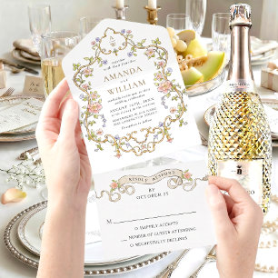 Invitation Tout En Un Mariage de charpente florale de Grace Orné Victori