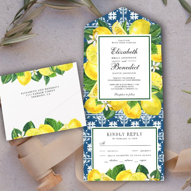 Invitation Tout En Un Mariage de citron verger rustique carrelage médite (Créateur téléchargé)