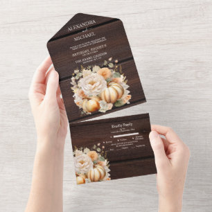 Invitation Tout En Un Mariage de citrouilles scintillantes blanches et b