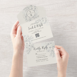 Invitation Tout En Un Mariage de code QR moderne