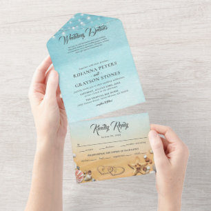 Invitation Tout En Un Mariage de destination plage