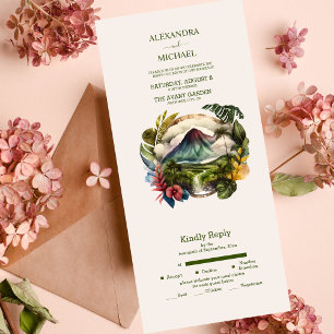 Invitation Tout En Un Mariage de destination tout compris en aquarelle a