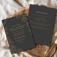 Tout en un Mariage de feuille d'or gris charbon