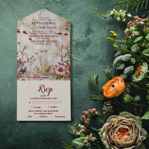 Invitation Tout En Un Mariage de Fleur Sauvage Rustique Campagne 