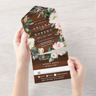 Invitation Tout En Un Mariage de germe de bois rustique