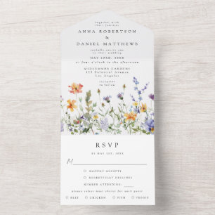 Invitation Tout En Un Mariage de jardin de fleurs sauvages d'été