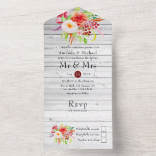 Invitation Tout En Un Mariage de jardin rustique vintage à Marsala
