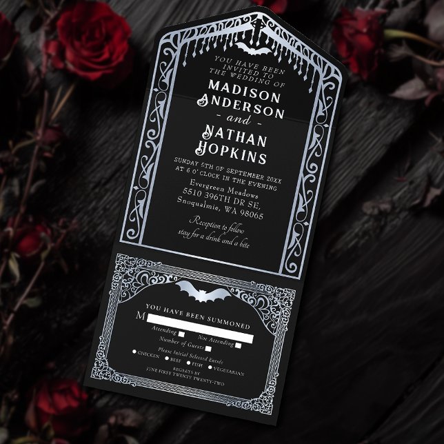 Invitation Tout En Un Mariage de la cathédrale gothique argenté Vampire (Créateur téléchargé)