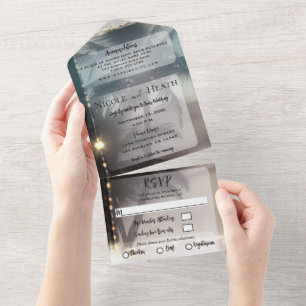 Invitation Tout En Un Mariage de l'arbre de palme de plage de brillance 