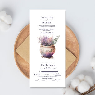 Invitation Tout En Un Mariage de lavande violette rustique Cottage