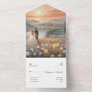 Invitation Tout En Un Mariage de lever de soleil chic simple