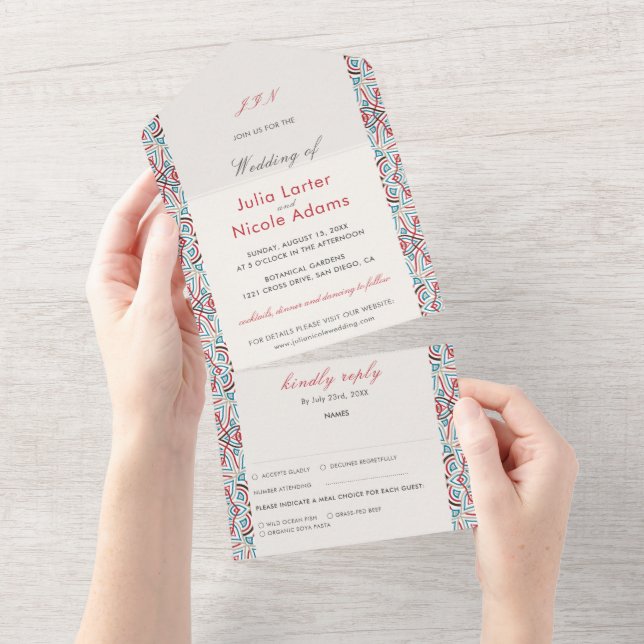 Invitation Tout En Un Mariage de luxe géométrique (Déchirure)
