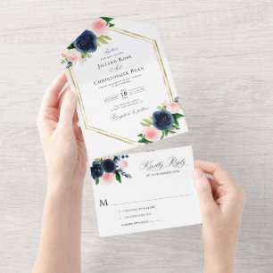 Invitation Tout En Un mariage de marine et de brouillard