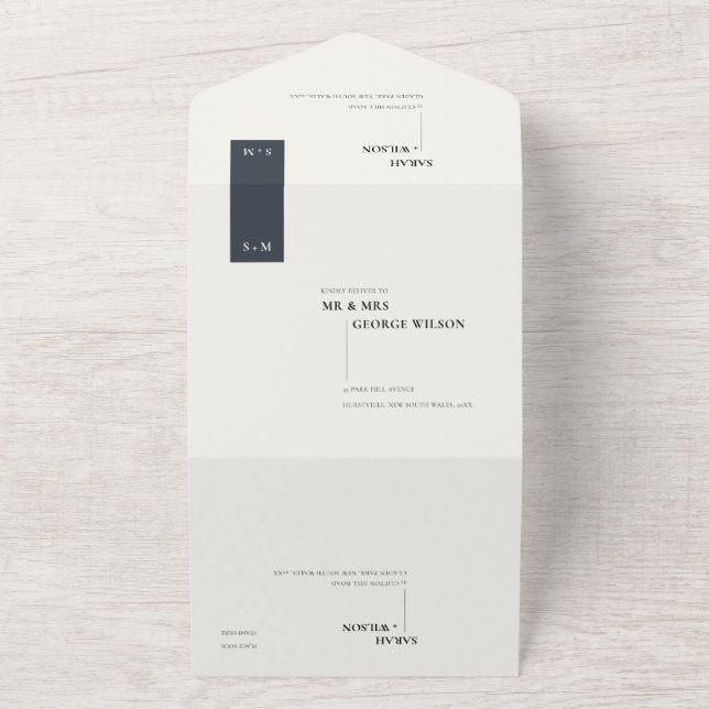 INVITATION TOUT EN UN MARIAGE DE MONOGRAMME BLANC NOIR SCANDI MINIMAL (Dehors)
