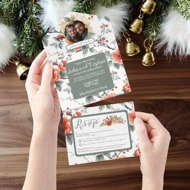 Invitation Tout En Un Mariage de Noël chic (Créateur téléchargé)
