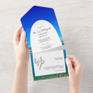 Invitation Tout En Un Mariage de plage océanique côtière