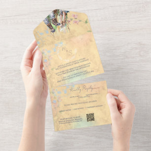 Invitation Tout En Un Mariage de prairie Fleur sauvage de bois de Whimsi