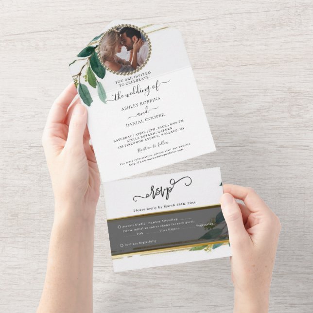 Invitation Tout En Un Mariage de remplissage minimal (Déchirure)