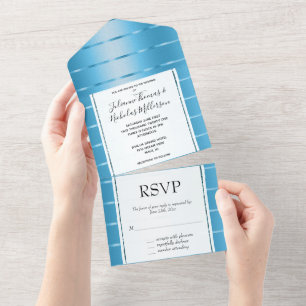 Invitation Tout En Un Mariage de ruban Blue Sky