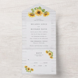 Invitation Tout En Un Mariage de tournesol rustique