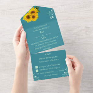 Invitation Tout En Un Mariage de tournesol rustique