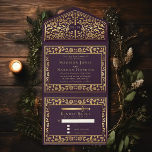 Invitation Tout En Un Mariage d'épée médiévale royal