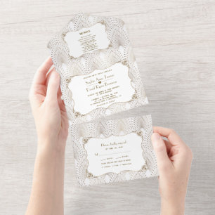 Invitation Tout En Un Mariage des années 20 Fleur-de-lis Art Déco Gatsby