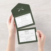 Mariage des flèches minimalistes | Vert olive