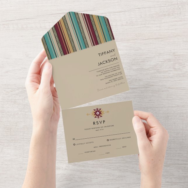 Invitation Tout En Un Mariage d'été Boho du sud-ouest du désert (Déchirure)
