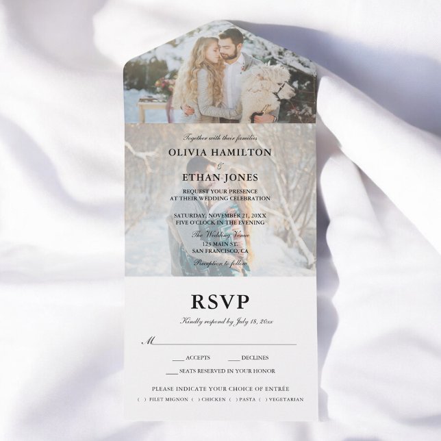 Invitation Tout En Un Mariage d'été photo simple script (Créateur téléchargé)